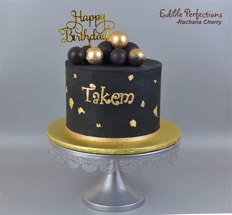 black and gold cake topper